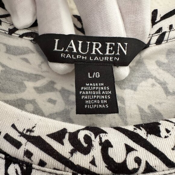 Ralph Lauren Black & White Paisley Flutter Sleeve Top S: L - Timeless Feminine - Picture 3 of 9